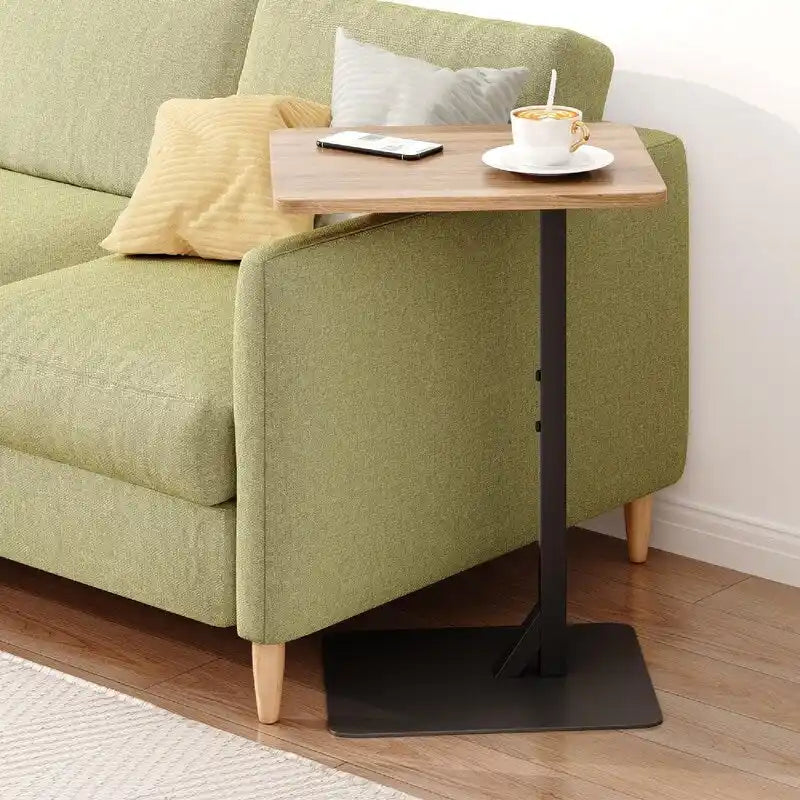 Table d'appoint en C marron rustique et noir, 1 personne, 39,9 cm (P) x 30 cm (L) x 60 cm (H)