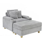 Canapé confortable en velours côtelé avec plusieurs coussins et options de rangement