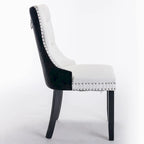 Lot de 2 chaises de salle à manger à dossier haut, chaises de cuisine en cuir PU rembourrées avec poignée arrière et pieds en bois