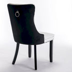 Lot de 2 chaises de salle à manger à dossier haut, chaises de cuisine en cuir PU rembourrées avec poignée arrière et pieds en bois