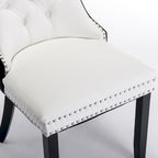 Lot de 2 chaises de salle à manger à dossier haut, chaises de cuisine en cuir PU rembourrées avec poignée arrière et pieds en bois