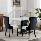 Lot de 2 chaises de salle à manger à dossier haut, chaises de cuisine en cuir PU rembourrées avec poignée arrière et pieds en bois