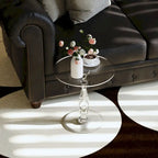 Table d'appoint ronde en acrylique transparent avec poteau central massif – 18 po de diamètre x 19 po de hauteur