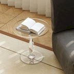 Table d'appoint ronde en acrylique transparent avec poteau central massif – 18 po de diamètre x 19 po de hauteur