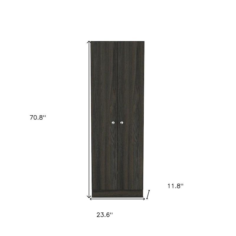 HomeRoots 71 Armoire ou placard de rangement en bois brun foncé - 23,6' X '70,8' X '11,8