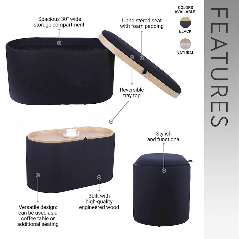 Pouf réversible polyvalent avec rangement spacieux pour un intérieur stylé