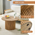 Table basse ronde moderne avec pieds cylindriques Table centrale en bois avec espace de rangement dissimulé Table basse de salon
