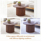 Table basse ronde moderne avec pieds cylindriques Table centrale en bois avec espace de rangement dissimulé Table basse de salon