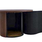 Table basse ronde moderne avec pieds cylindriques Table centrale en bois avec espace de rangement dissimulé Table basse de salon