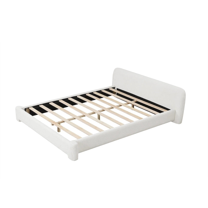 Cadre de lit rembourré grand format Lit plateforme moderne avec tête de lit capitonnée pour chambre d'amis, aucun sommier tapissier requis