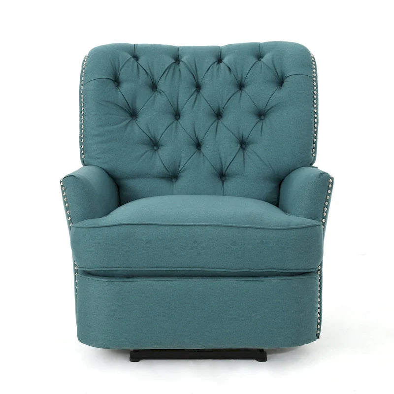 Fauteuil inclinable électrique Roomfitters avec accents cuivrés et revêtement doux, fauteuil de salon confortable, sarcelle