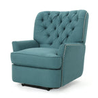 Fauteuil inclinable électrique Roomfitters avec accents cuivrés et revêtement doux, fauteuil de salon confortable, sarcelle