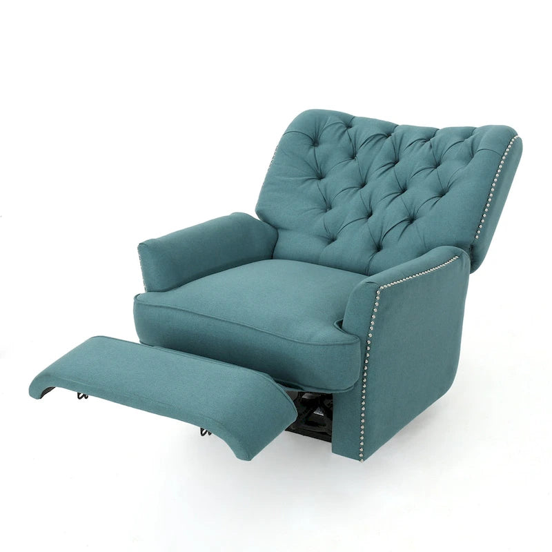 Fauteuil inclinable électrique Roomfitters avec accents cuivrés et revêtement doux, fauteuil de salon confortable, sarcelle