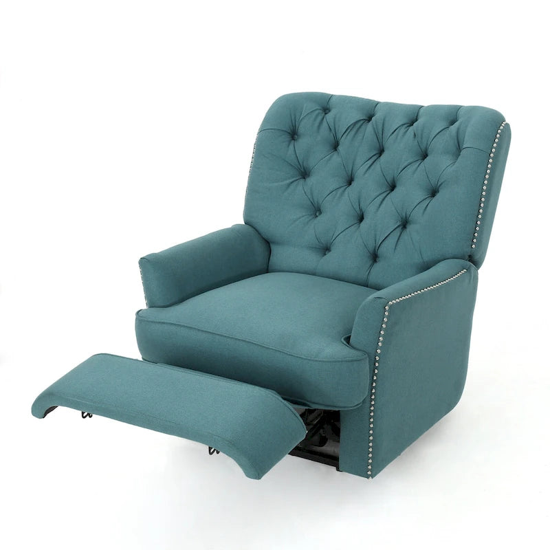Fauteuil inclinable électrique Roomfitters avec accents cuivrés et revêtement doux, fauteuil de salon confortable, sarcelle