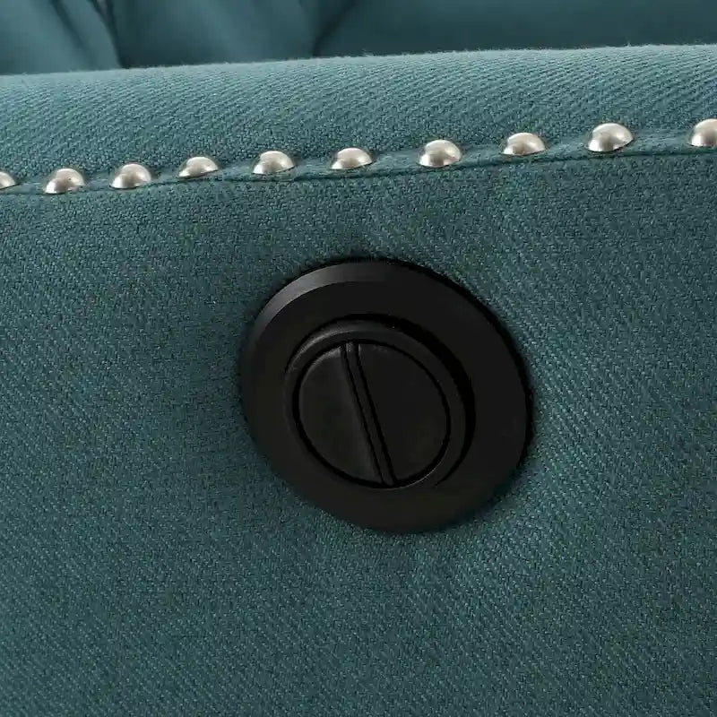 Fauteuil inclinable électrique Roomfitters avec accents cuivrés et revêtement doux, fauteuil de salon confortable, sarcelle