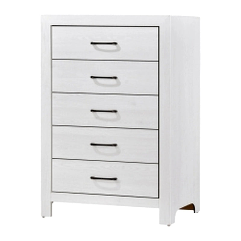 Ensemble de chambre trois pièces grand format Ko, détails en panneaux, poignées en métal noir, blanc