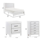 Ensemble de chambre trois pièces grand format Ko, détails en panneaux, poignées en métal noir, blanc