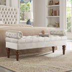 Banquette de lit longue en velours pour chambre à coucher, banquette de fenêtre capitonnée avec boutons touffus, banquette d'entrée, banquette traversin pour salon