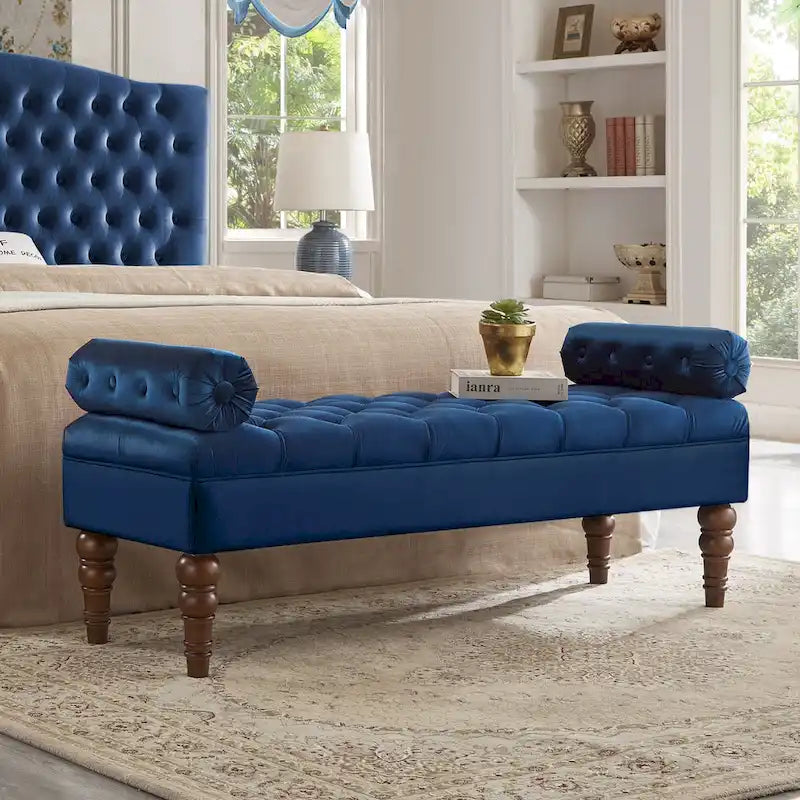 Banquette de lit longue en velours pour chambre à coucher, banquette de fenêtre capitonnée avec boutons touffus, banquette d'entrée, banquette traversin pour salon