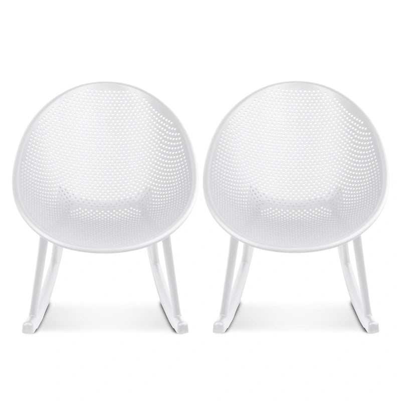 Lot de 2 fauteuils à bascule modernes du milieu du siècle en plastique avec pieds en plastique et assise respirante en forme d'œuf pour l'intérieur et l'extérieur
