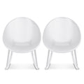 Lot de 2 fauteuils à bascule modernes du milieu du siècle en plastique avec pieds en plastique et assise respirante en forme d'œuf pour l'intérieur et l'extérieur