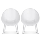 Lot de 2 fauteuils à bascule modernes du milieu du siècle en plastique avec pieds en plastique et assise respirante en forme d'œuf pour l'intérieur et l'extérieur
