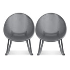 Set of 2 Mid-Century Modern Plastic Rocking Lounge Chair Plastic Legs with Breathable Egg Shaped Seat for Indoor/Outdoor