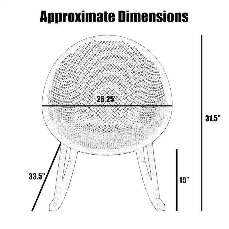 Lot de 2 fauteuils à bascule modernes du milieu du siècle en plastique avec pieds en plastique et assise respirante en forme d'œuf pour l'intérieur et l'extérieur