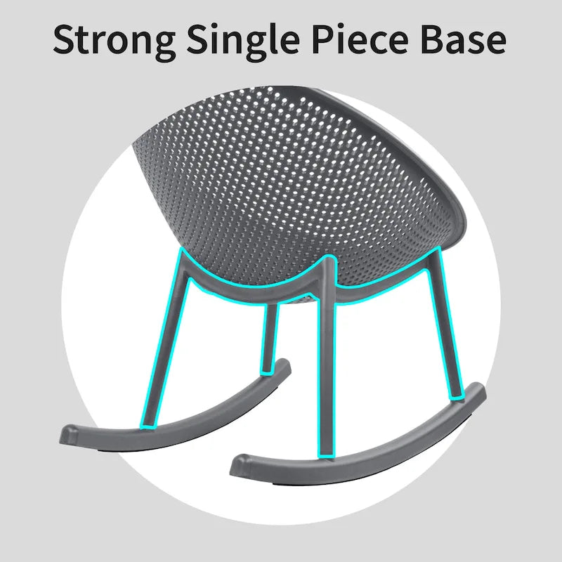 Lot de 2 fauteuils à bascule modernes du milieu du siècle en plastique avec pieds en plastique et assise respirante en forme d'œuf pour l'intérieur et l'extérieur