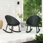 Lot de 2 fauteuils à bascule modernes du milieu du siècle en plastique avec pieds en plastique et assise respirante en forme d'œuf pour l'intérieur et l'extérieur