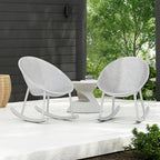 Lot de 2 fauteuils à bascule modernes du milieu du siècle en plastique avec pieds en plastique et assise respirante en forme d'œuf pour l'intérieur et l'extérieur
