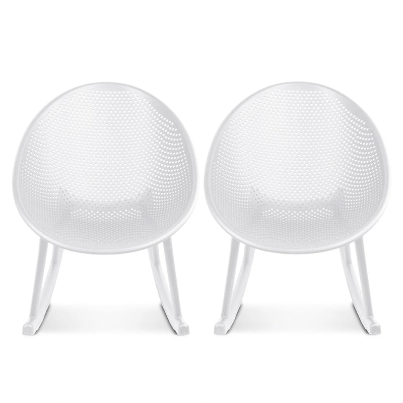 Lot de 2 fauteuils à bascule modernes du milieu du siècle en plastique avec pieds en plastique et assise respirante en forme d'œuf pour l'intérieur et l'extérieur