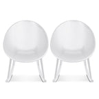 Lot de 2 fauteuils à bascule modernes du milieu du siècle en plastique avec pieds en plastique et assise respirante en forme d'œuf pour l'intérieur et l'extérieur