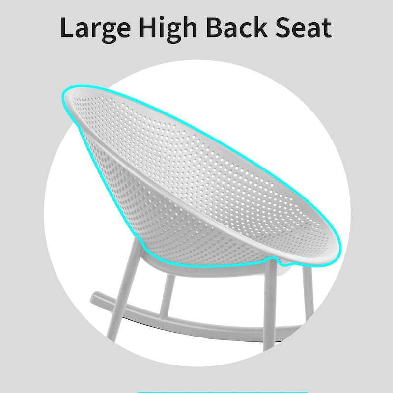 Lot de 2 fauteuils à bascule modernes du milieu du siècle en plastique avec pieds en plastique et assise respirante en forme d'œuf pour l'intérieur et l'extérieur