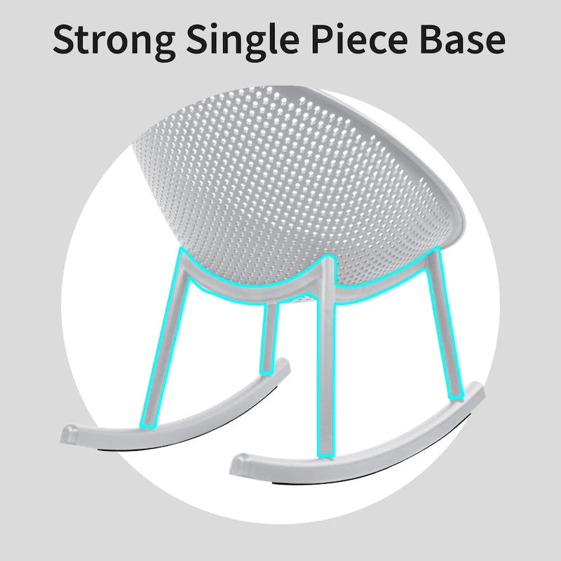 Lot de 2 fauteuils à bascule modernes du milieu du siècle en plastique avec pieds en plastique et assise respirante en forme d'œuf pour l'intérieur et l'extérieur