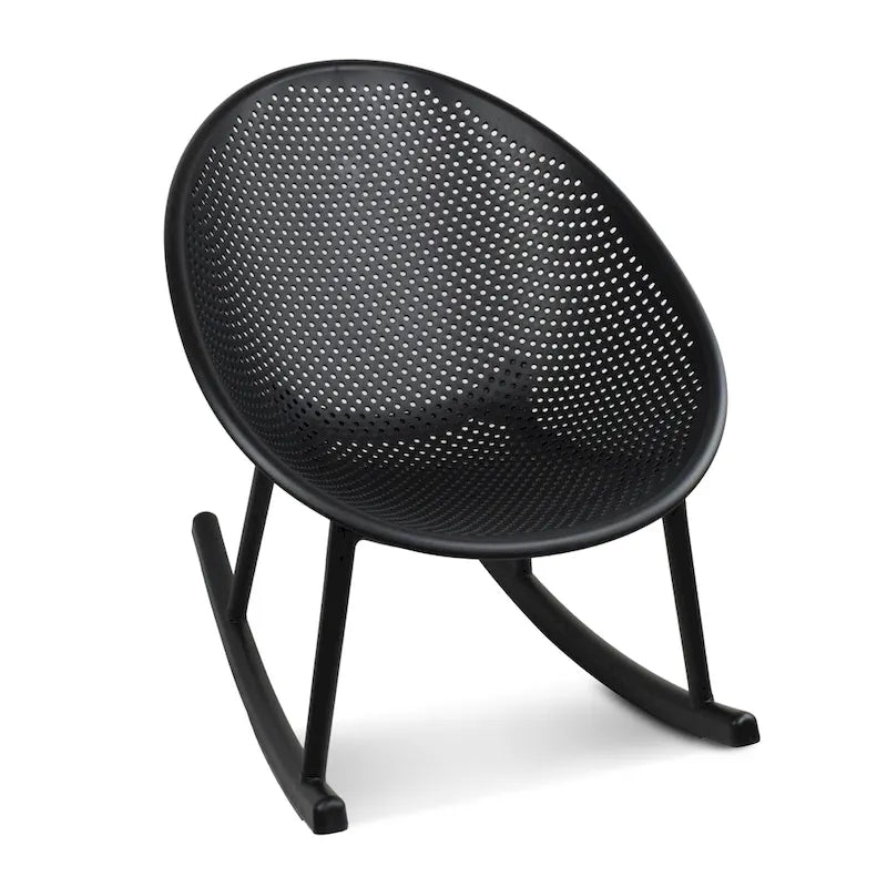 Lot de 2 fauteuils à bascule modernes du milieu du siècle en plastique avec pieds en plastique et assise respirante en forme d'œuf pour l'intérieur et l'extérieur