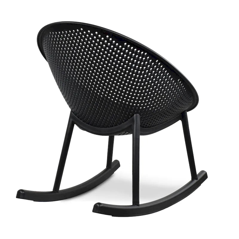 Lot de 2 fauteuils à bascule modernes du milieu du siècle en plastique avec pieds en plastique et assise respirante en forme d'œuf pour l'intérieur et l'extérieur