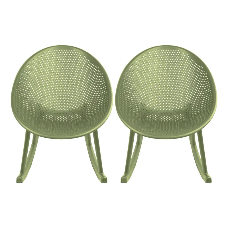 Lot de 2 fauteuils à bascule modernes du milieu du siècle en plastique avec pieds en plastique et assise respirante en forme d'œuf pour l'intérieur et l'extérieur