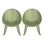 Lot de 2 fauteuils à bascule modernes du milieu du siècle en plastique avec pieds en plastique et assise respirante en forme d'œuf pour l'intérieur et l'extérieur