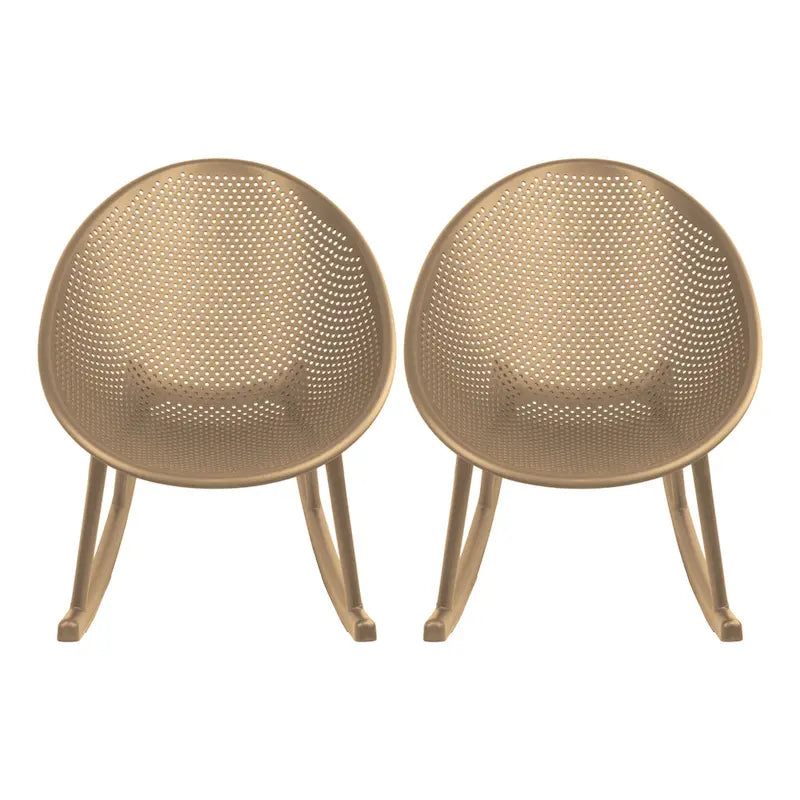Lot de 2 fauteuils à bascule modernes du milieu du siècle en plastique avec pieds en plastique et assise respirante en forme d'œuf pour l'intérieur et l'extérieur