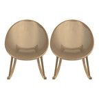 Lot de 2 fauteuils à bascule modernes du milieu du siècle en plastique avec pieds en plastique et assise respirante en forme d'œuf pour l'intérieur et l'extérieur