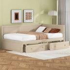 Lit de repos double en bois Merax avec lit gigogne/tiroirs