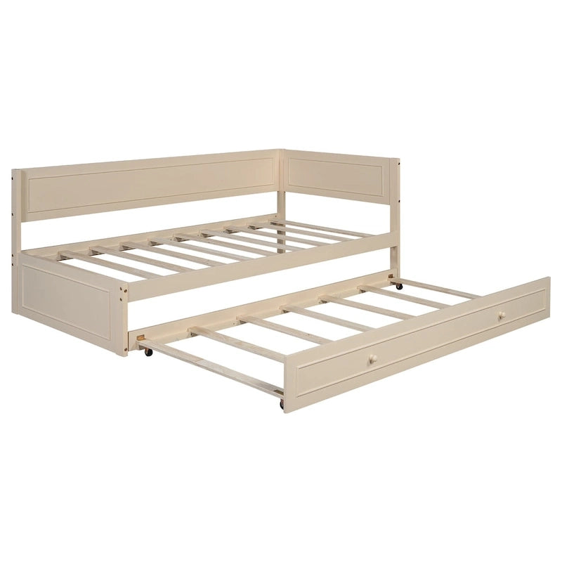 Lit de repos double en bois Merax avec lit gigogne/tiroirs