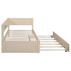 Lit de repos double en bois Merax avec lit gigogne/tiroirs