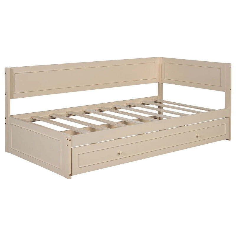 Lit de repos double en bois Merax avec lit gigogne/tiroirs
