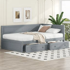 Lit de repos double en bois Merax avec lit gigogne/tiroirs