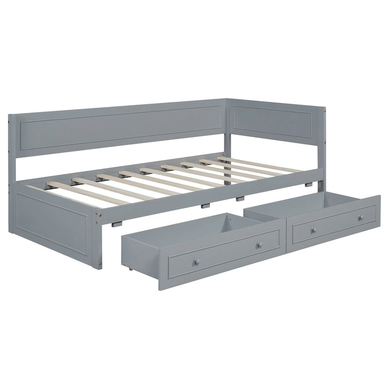 Lit de repos double en bois Merax avec lit gigogne/tiroirs