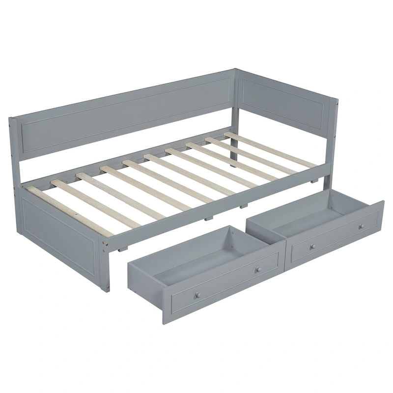 Lit de repos double en bois Merax avec lit gigogne/tiroirs