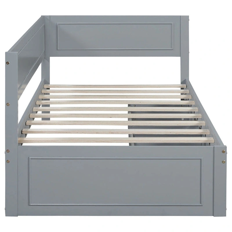Lit de repos double en bois Merax avec lit gigogne/tiroirs