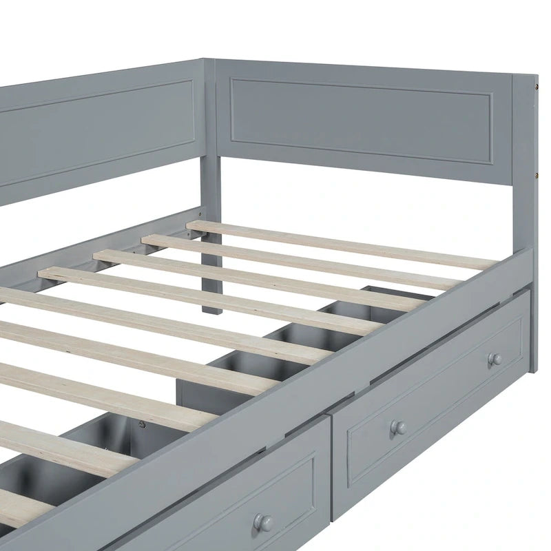 Lit de repos double en bois Merax avec lit gigogne/tiroirs